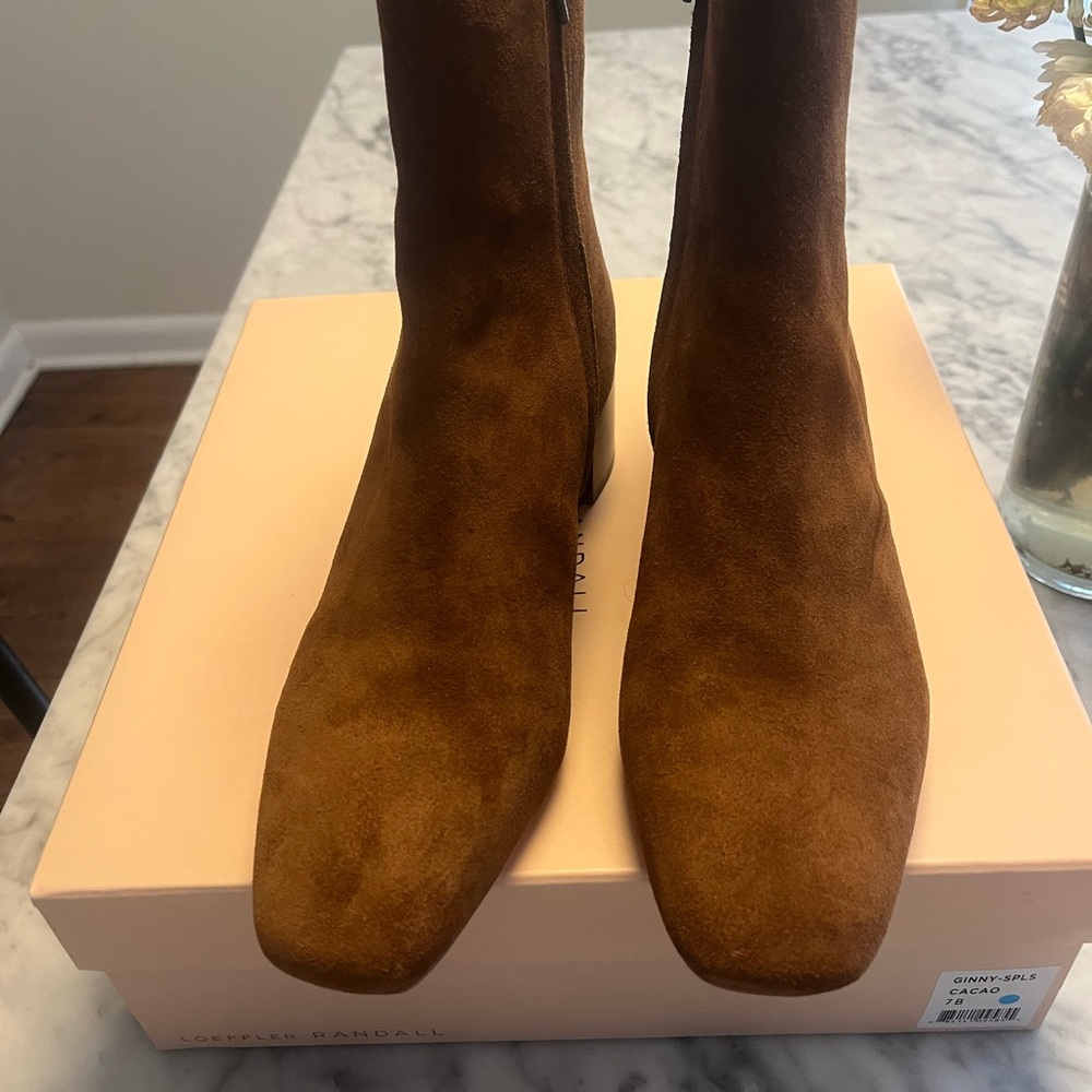 Loeffler Randall Tan Suede Ankle Booties Ginny NIB 7